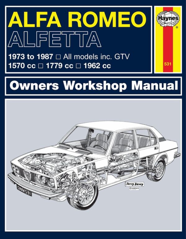 Haynes ALFA ROMEO reparasjonshåndbok for Alfa Romeo Alfetta (1973 - 1987) up to E classic reprint