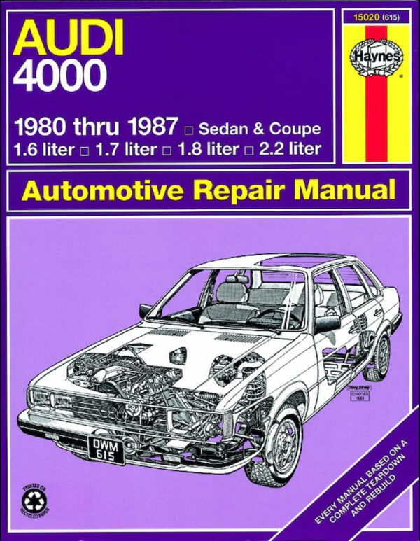 Haynes Audi reparasjonshåndbok for Audi 4000 ‘80 - ‘87