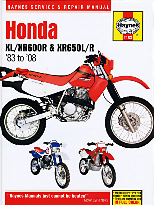 Haynes Honda reparasjonshåndbok for Honda XL/XR600R & XR650L/R (83 - 08)