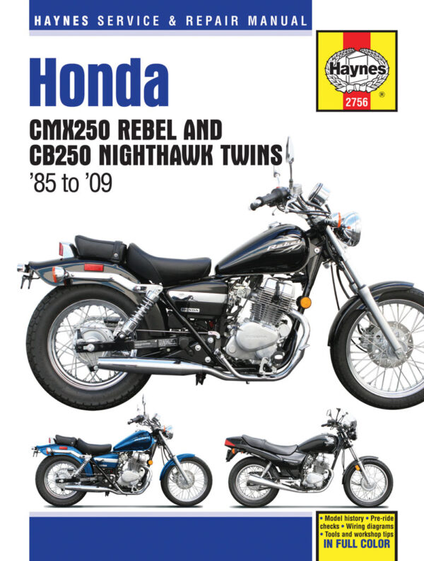 Haynes Honda reparasjonshåndbok for Honda CMX250 Rebel & CB250 Nighthawk Twins '85 to '09