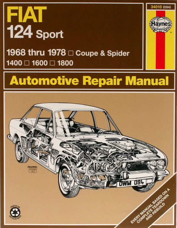 Haynes FIAT reparasjonshåndbok for Fiat 124 Sport/Spider ‘68 - ‘78