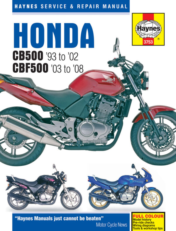 Haynes Honda reparasjonshåndbok for Honda CB500 ('93 to '02) & CBF500 ('03 to 08)