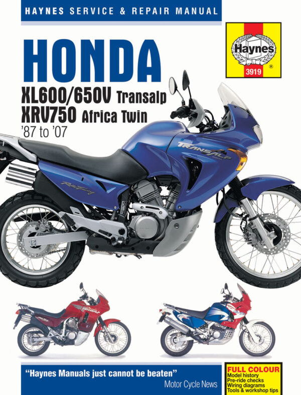 Haynes Honda reparasjonshåndbok for Honda XL600/650V Transalp & XRV750 Africa Twin (87 to 07)