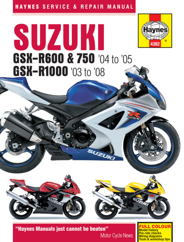 Haynes Suzuki reparasjonshåndbok for Suzuki GSX-R600/750 (04 - 05) & GSX-R1000 (03 - 08) Haynes Repair Manual