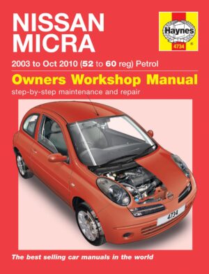 Haynes Nissan reparasjonshåndbok for Nissan Micra (03 - Oct 10) 52 to 60