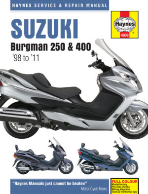 Haynes Suzuki reparasjonshåndbok for Suzuki Burgman 250 & 400 Scooters (98 - 11)