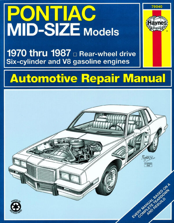 Haynes Pontiac reparasjonshåndbok for Pontiac Mid-size Rear-wheel Drive ‘70 - ‘87