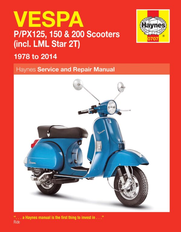 Haynes Vespa reparasjonshåndbok for Vespa P/PX125