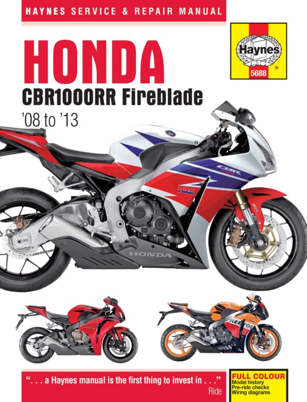 Haynes Honda reparasjonshåndbok for Honda CBR1000RR Fireblade (08 to 13)