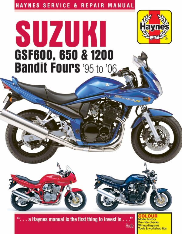 Forside av Haynes Suzuki reparasjonshåndbok for Suzuki GSF600, 650 & 1200 Bandit Fours