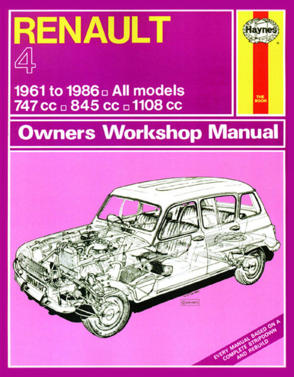 Haynes Renault reparasjonshåndbok for Renault 4 (61 - 86) up to D classic reprint