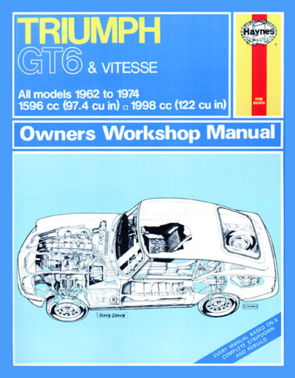 Haynes TRIUMPH reparasjonshåndbok for Triumph GT6 & Vitesse (62 - 74 ) up to N classic reprint