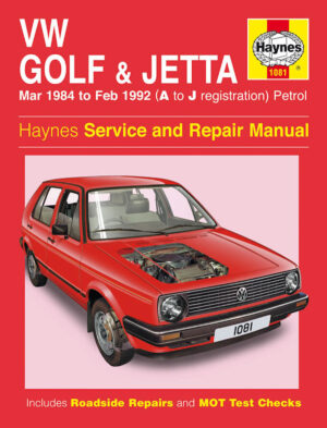 Haynes Volkswagen reparasjonshåndbok for VW Golf & Jetta Mk 2 Petrol (Mar 84 - Feb 92) A to J