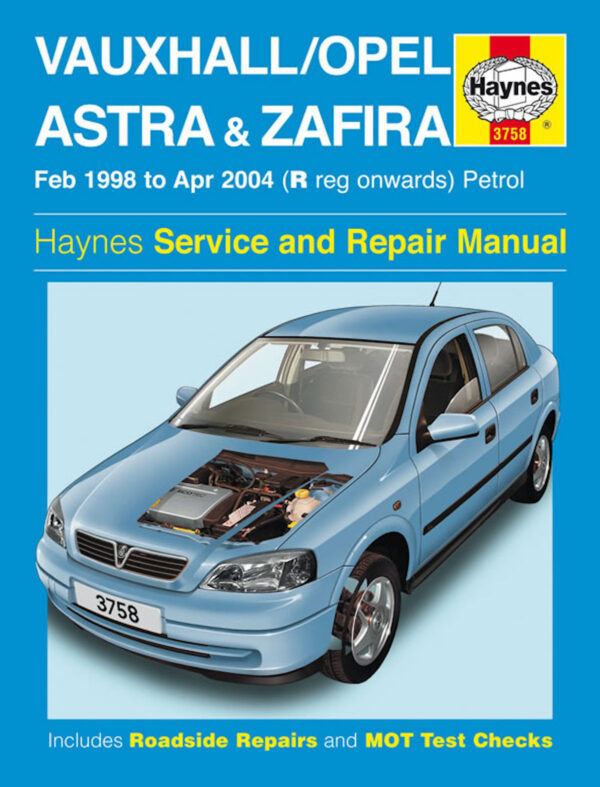 Haynes Opel reparasjonshåndbok for Vauxhall/Opel Astra & Zafira Petrol (Feb 98 - Apr 04) R to 04