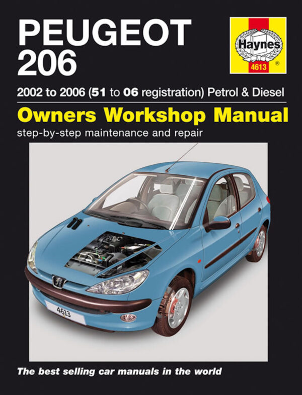 Haynes Peugeot reparasjonshåndbok for Peugeot 206 Petrol & Diesel (02 - 09) 51 to 59