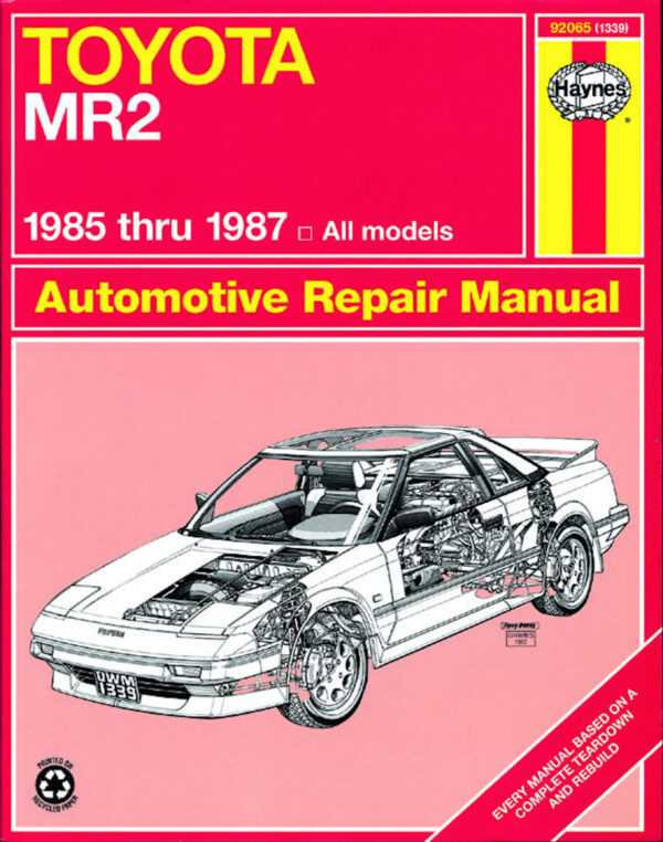 Haynes Toyota reparasjonshåndbok for Toyota MR-2 ‘85 - ‘87