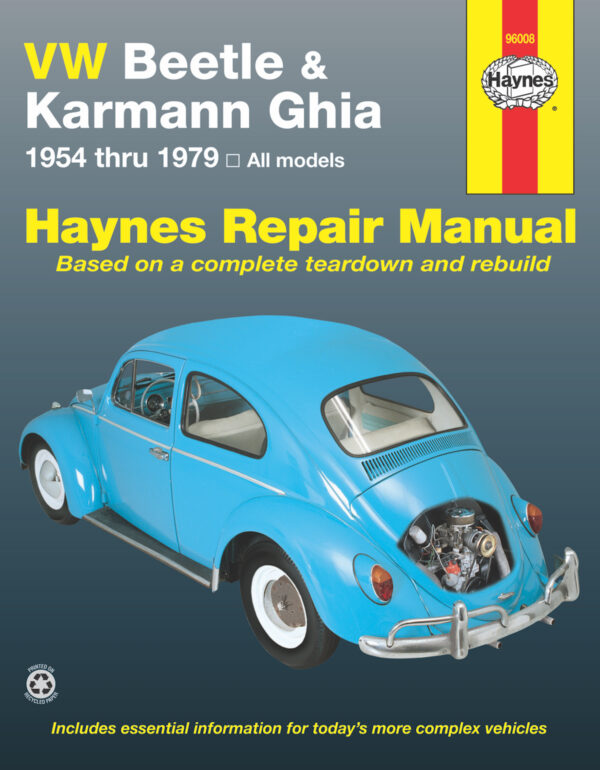 Haynes Volkswagen reparasjonshåndbok for VW Beetle & Karmann Ghia ‘54 - ‘79