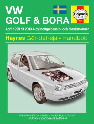 Haynes Volkswagen reparasjonshåndbok foorside for VW Golf IV & Bora (98 - 03)