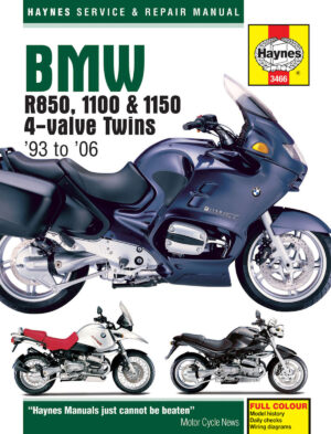 Haynes BMW R850, 1100 & 1150 reparasjonshåndbok for 4-ventils Twins (1993-2006), fullstendig guide for vedlikehold og reparasjoner.